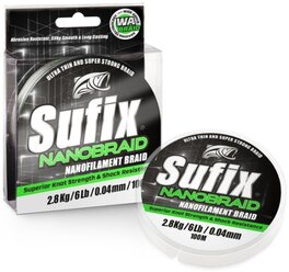 Плетеный шнур Sufix Nano Braid d=0.12 мм, 100 м, 7.3 кг, Aqua Caмo