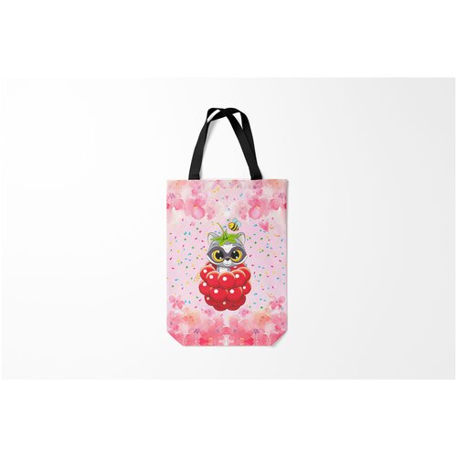 фото Сумка-шоппер / 31х42 см / звери / еноты енот в малине burnettie