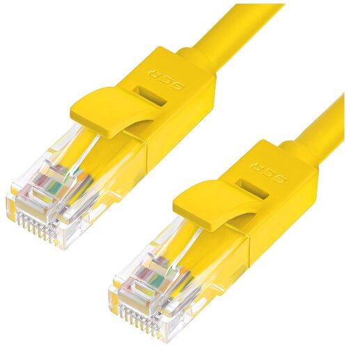 Кабель LAN для подключения интернета GCR cat5e RJ45 UTP 20м патч-корд patch cord шнур провод для роутер smart TV ПК желтый литой