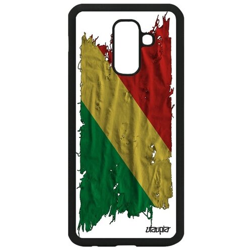 фото Противоударный чехол для мобильного // samsung galaxy a6 plus 2018 // "флаг конго браззавиль на ткани" патриот страна, utaupia, белый