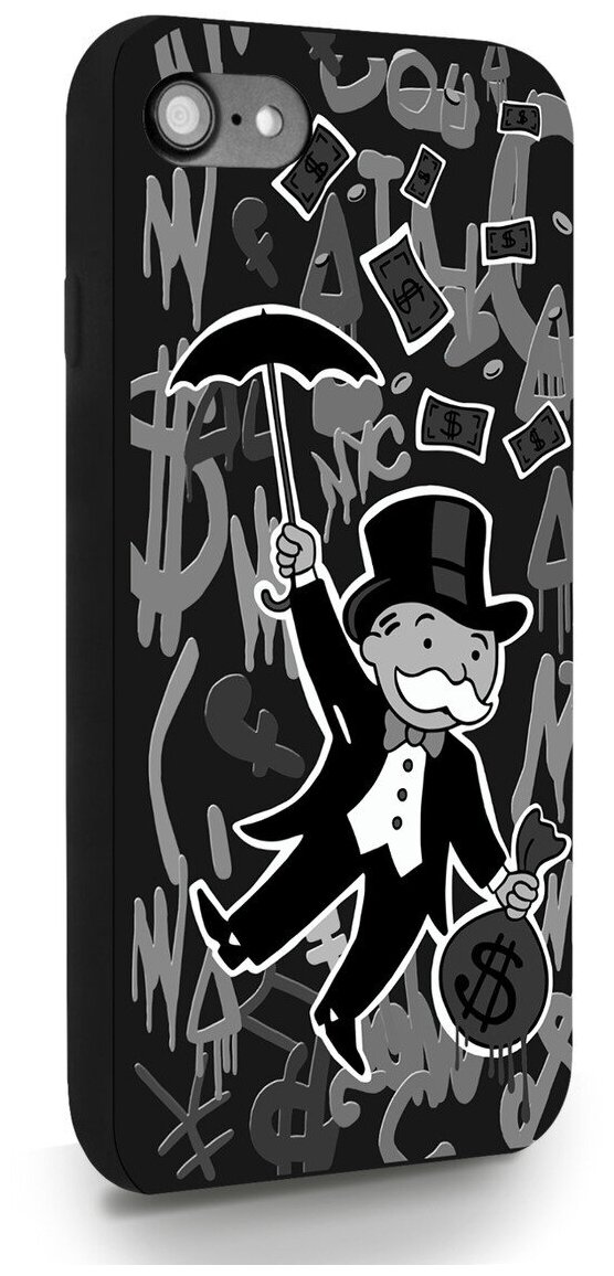 Черный силиконовый чехол MustHaveCase для iPhone 7/8/SE2020 Monopoly Black Edition Монополия для Айфон 7/8/СЕ2020 Противоударный