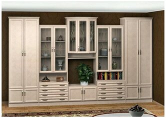 Стенка Наталья-2+2 Дуб Молочный для книг для одежды для посуды 400*235*54 Мегамебель