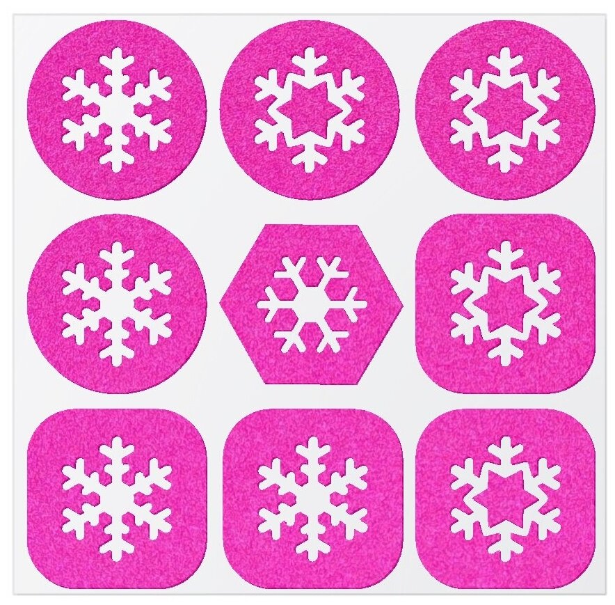 Термоаппликация световозвращающая / термотрансфер "Снежинки" цвет Розовый неон
