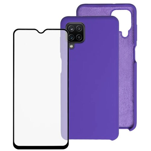 фото Комплект: чехол silicone cover для samsung galaxy a12 / m12 + защитное стекло. накладка / бампер для самсунг а12 pduspb