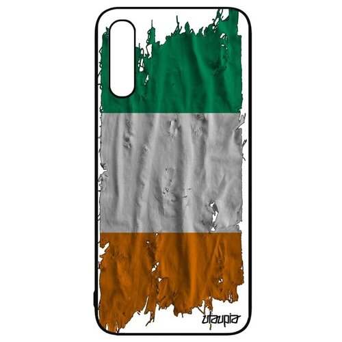 фото Красивый чехол на смартфон // galaxy a50 // "флаг кот-д'ивуар на ткани" дизайн государственный, utaupia, белый