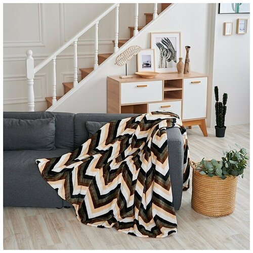 фото Плед " зигзаг", темно-коричневый, 200*220 см bozhong home textile