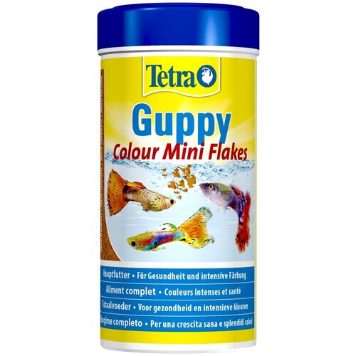 Корм для рыб Guppy Colour Flakes 100мл, хлопья для усиления окраса гуппи и всех живородящих рыб