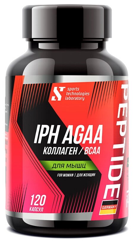 Sport's Technologies Laboratory Аминокислотный пептидный комплекс Sport's Technologies Laboratory IPH AGAA BCAA Collagen для мышц, 120 капс