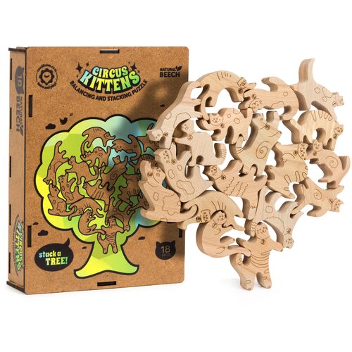 Пазл-балансир Цирковые Котята 42 шт Деревянная Игра на Баланс Для Всей Семьи Подарочный Набор Кулибин