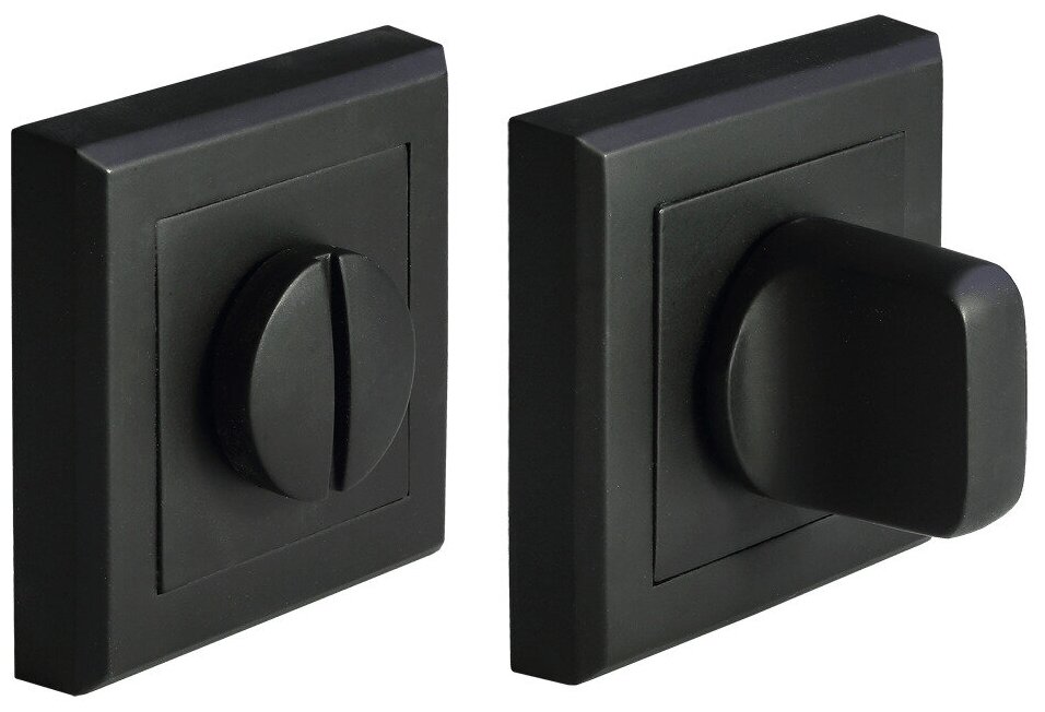 Завертка дверная сантехническая для межкомнатных дверей на квадратном основании Morelli (Морелли) MH-WC-S BL черный
