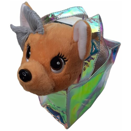 фото Интерактивная игрушка собачка в сумке на мягком поводке в платье перламутр topdreams