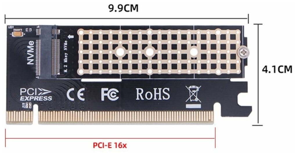 Адаптер для установки SSD M2 ( NVMe ) в слот PCI-E 30 x 16