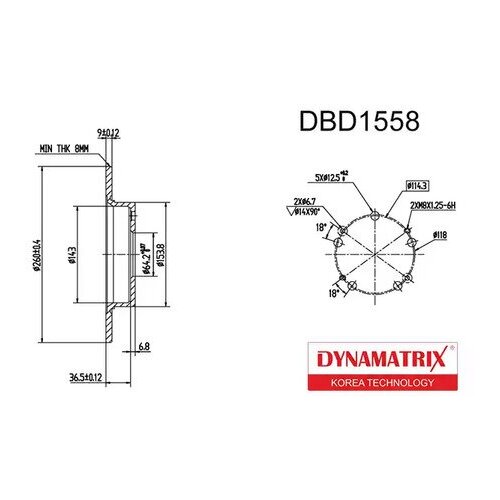 Диск Тормозной DYNAMATRIX-KOREA арт. DBD1558