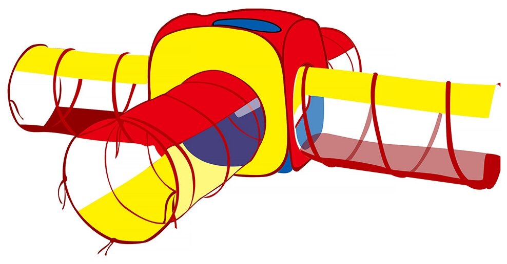 Палатка детская Pituso "Квадрат", складная, с туннелями и шариками, красно-желтая, 180х180 см — фото 1
