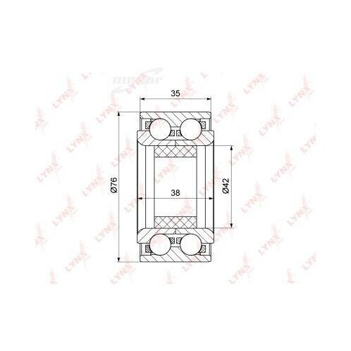 фото Lynxauto wb1108 подшипник ступицы передний 38/35x42x76