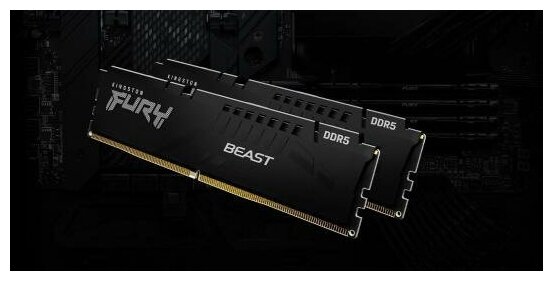 Оперативная память для компьютера 32Gb 2x16Gb PC4-38400 4800MHz DDR5 DIMM CL38 Kingston Fury Beast KF548C38BBK2-32