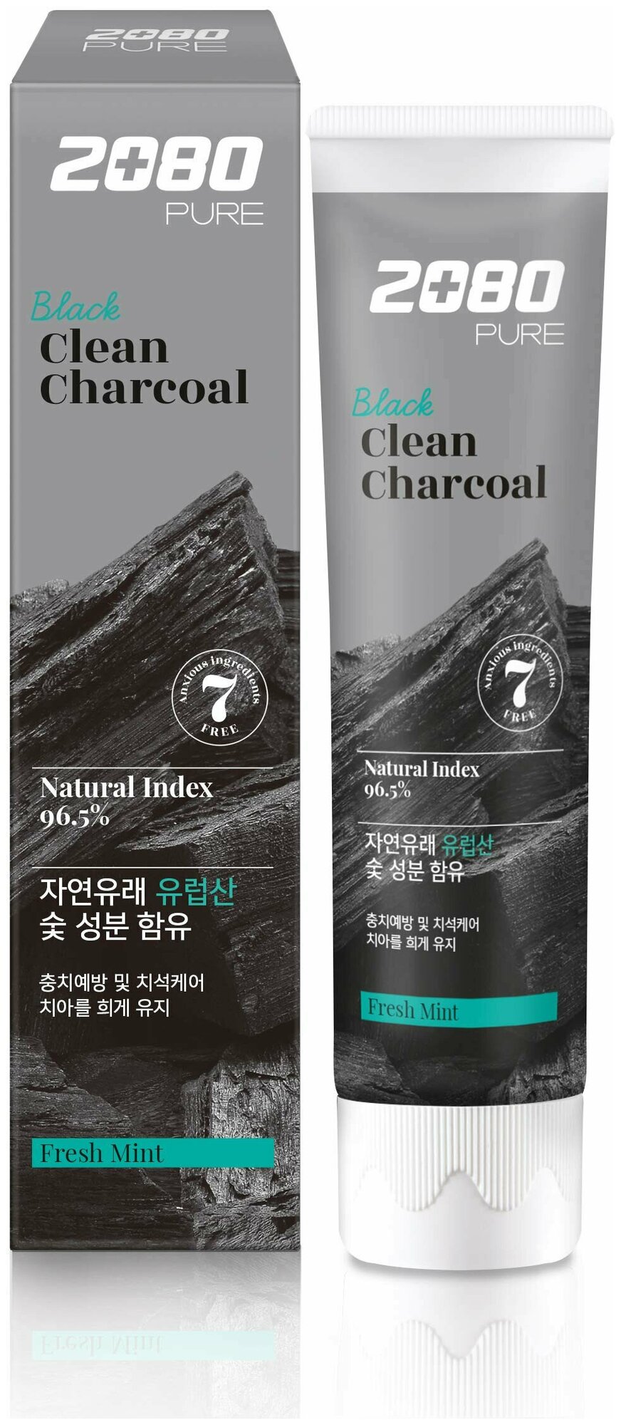 Зубная паста отбеливающая уголь и мята Dental Clinic 2080 Pure Black Clean Charcoal Fresh Mint 120 гр