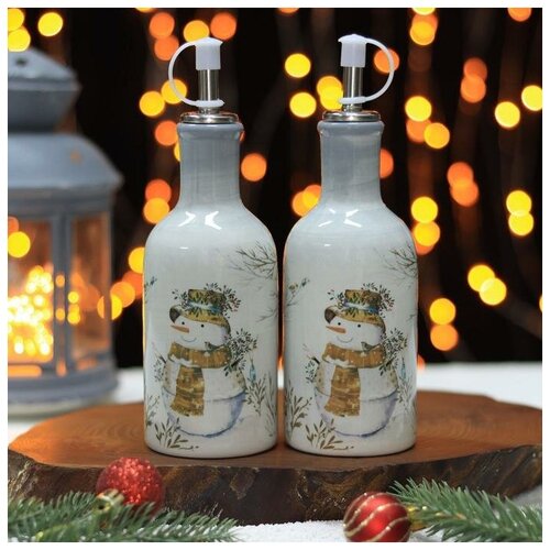 фото Набор для соусов и масел 2 шт "рождественский снеговик" 250 мл 6249568 доляна