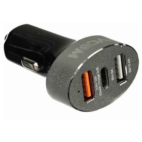 Автомобильное зарядное устройство 2xUSB 2,4A + Type-C 3A, IC, Quick Charge 3.0 VCOM автомобильное зарядное устройство rombica auto mc02 quick серый