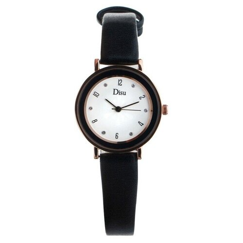 Часы наручные женские “Ачерра”, d=3.5 см, чёрный ремешок