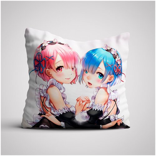 Декоративная подушка аниме Re:Zero. Жизнь с нуля в альтернативном мире/Рем/Рам