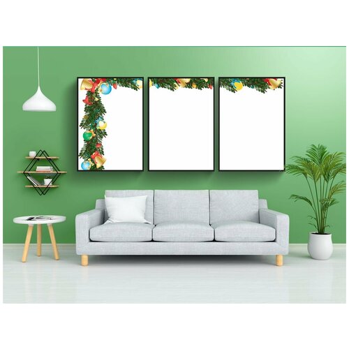 фото Набор модулных постеров для интерьера "графический, рождественская граница, граница" 60x90 см. в тубусе, без рамки lotsprints