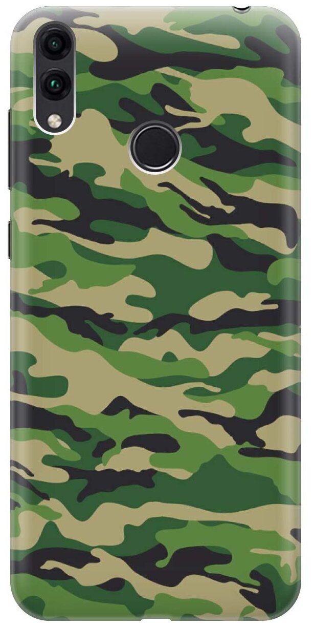 GOSSO Ультратонкий силиконовый чехол-накладка для Honor 8C с принтом "Темно-зеленое хаки"