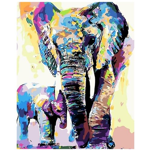 Картина по номерам Радужные слоны, 40x50 см