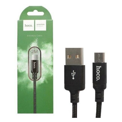 Кабель USB Micro USB X14 2M HOCO черный кабель usb micro usb x14 2m hoco черный