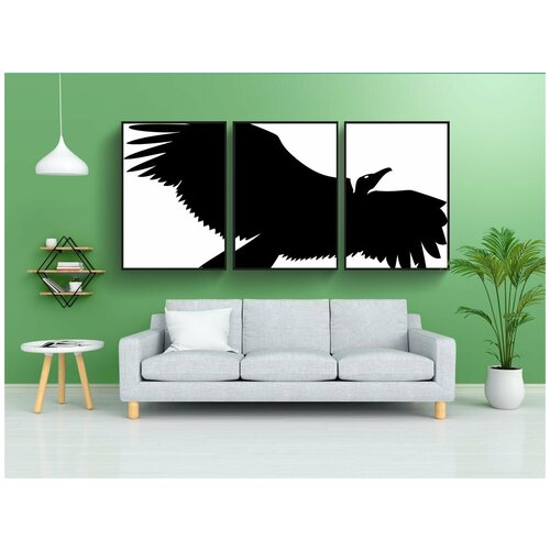 фото Набор модулных постеров для интерьера "стервятник, силуэт, чернить" 60x90 см. в тубусе, без рамки lotsprints