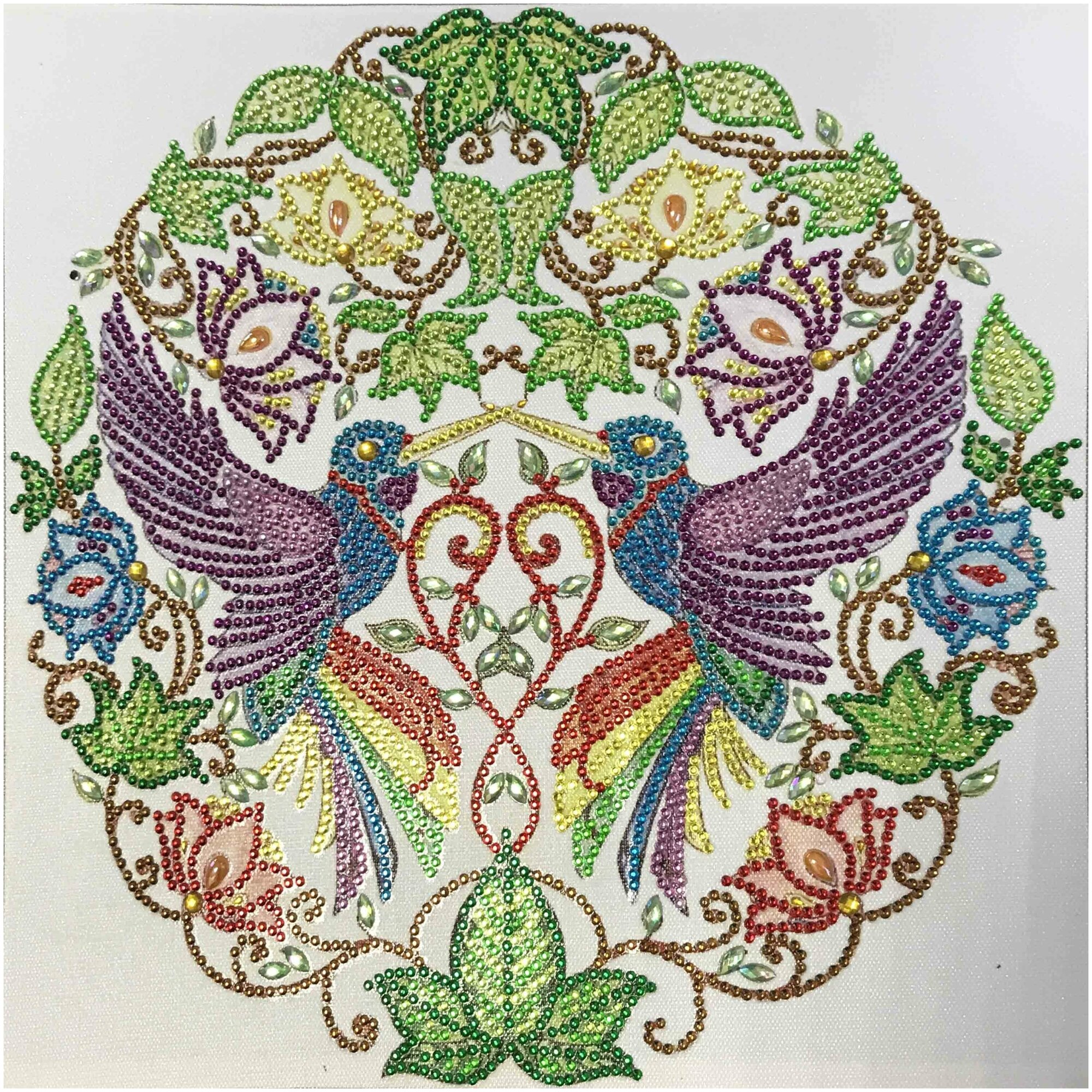 Райские птички (цена производителя) каролинка. Алмазная мозаика с декор. элементами 5Д 30х30см
