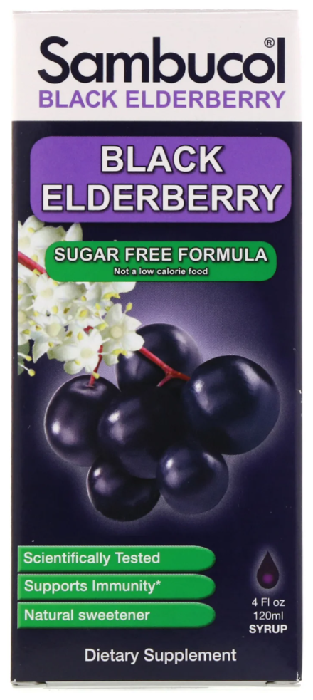 Сироп Sambucol Black Elderberry Sugar Free Formula, 190 г, 120 мл