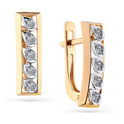 Серьги Master Brilliant, комбинированное золото, 585 проба, бриллиант