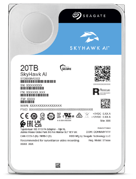 Жесткий диск Seagate ST20000VE002 SkyHawk AI 20TB, 3.5", 7200rpm, SATA3, 256MB, для видеоданных - фото №2