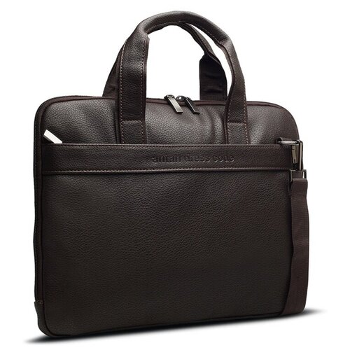 Мужская сумка для документов, портфель, кейс, дипломат, черная папка а4 для ноутбука, кроссбоди ANTAN 8-27 Искусственная кожа/коричневый