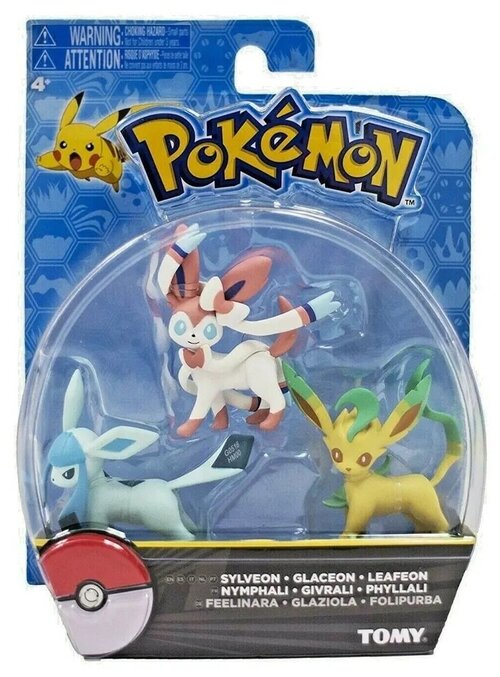 Фигурки Tomy Покемоны набор из 3 штук Eevee Pokemon Sylveon Glaceon Leafeon