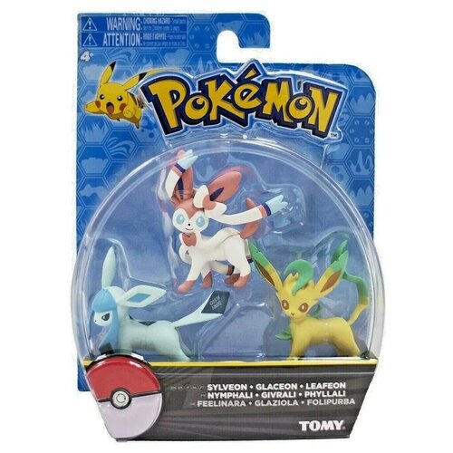 Фигурки Tomy Покемоны набор из 3 штук Eevee Pokemon Sylveon Glaceon Leafeon базовый рюкзак eevee розовый bp574872pok pokemon розовый