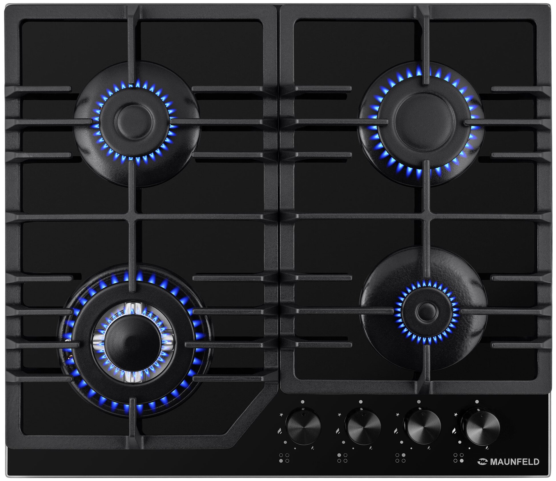 Варочные панели MAUNFELD Газовая варочная поверхность Maunfeld EGHG.64.43CB/G черный - фотография № 2