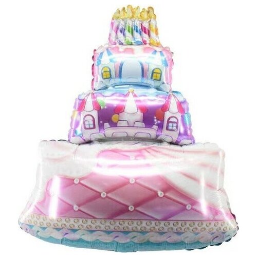 фото Шар (30''/76 см) фигура, торт, сказочный замок (надувается воздухом), розовый, 1 шт. falali