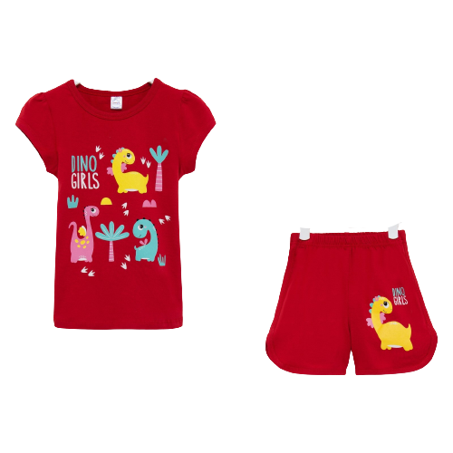 Комплект для девочки (футболка/шорты), цвет темно-красный, рост 110