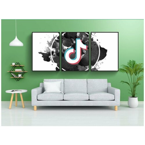 фото Набор модулных постеров для интерьера "tiktok, тик ток, икона" 60x90 см. в тубусе, без рамки lotsprints