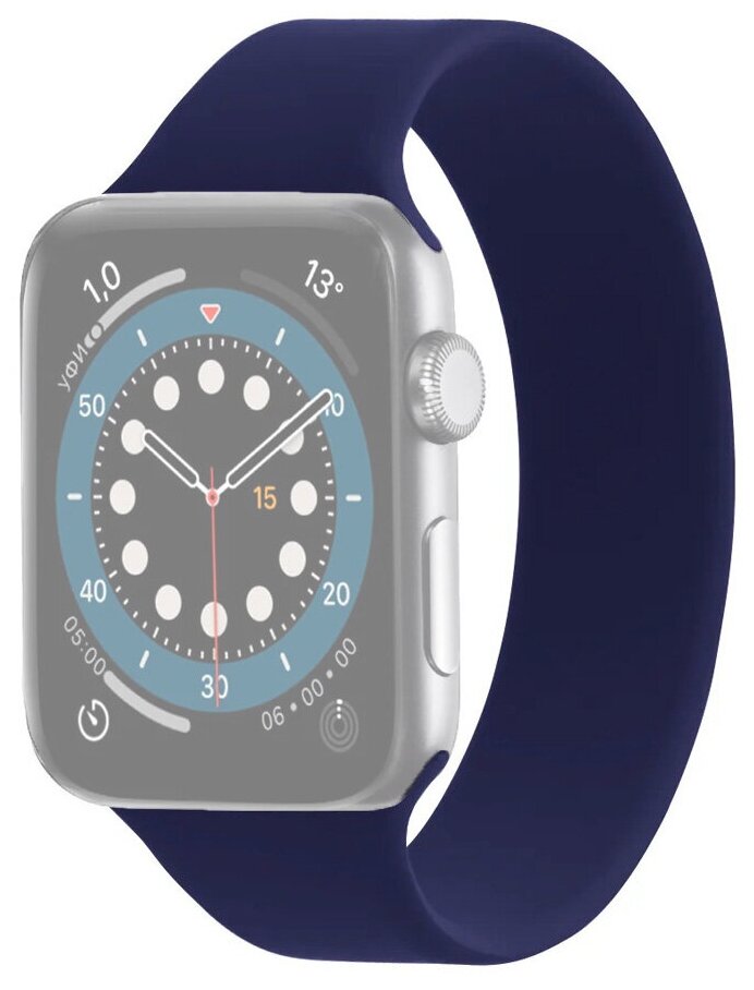 Ремешок на смарт часы Apple Watch (Эпл Вотч) 38/40/41 мм InnoZone 128мм темно-синий силиконовый эластичный спортивный