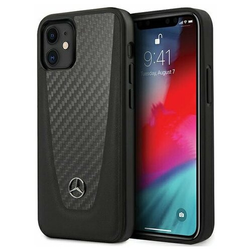 фото Чехол cg mobile mercedes dynamic genuine leather & real cabon hard для iphone 12 mini, цвет черный (mehcp12sacabk)