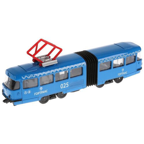 Трамвай ТЕХНОПАРК SB-18-01-BL-WB NO IC, 19 см, синий технопарк трамвай с гармошкой 19 см двери металл инерция sb 18 01 bl wb ic 20 1 с 3 лет
