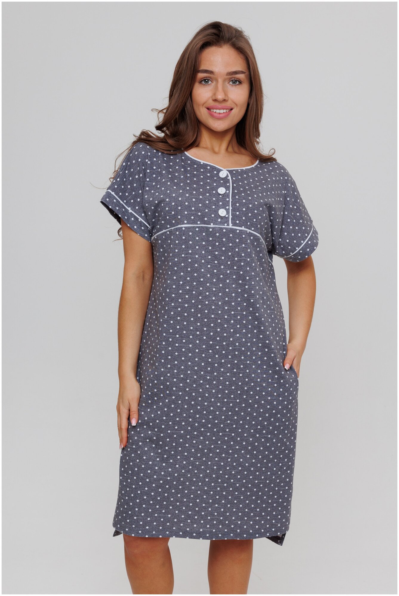 Платье-туника домашнее Modellini 1702/3 серый, 54 размер - фотография № 1
