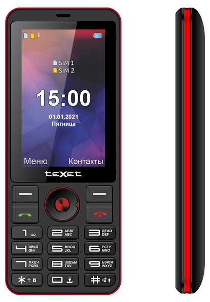 Телефон teXet TM-321, черный/красный