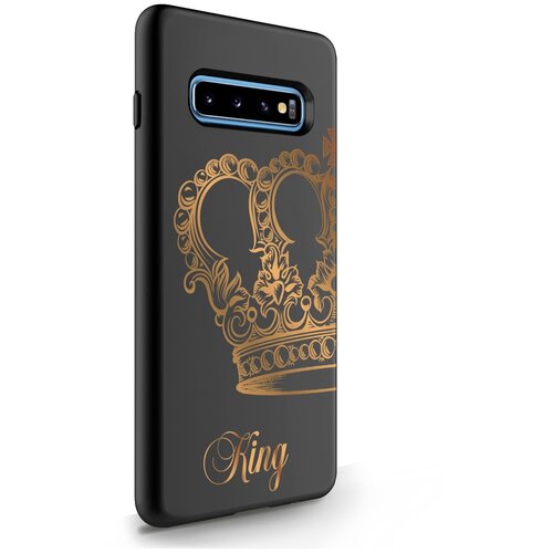 фото Черный силиконовый чехол musthavecase для samsung galaxy s10 plus парный чехол корона king для самсунг галакси с10 плюс