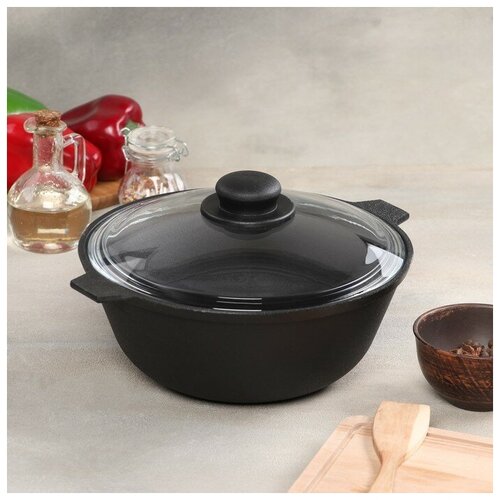 Котел 3 л со стеклянной крышкой и ручками