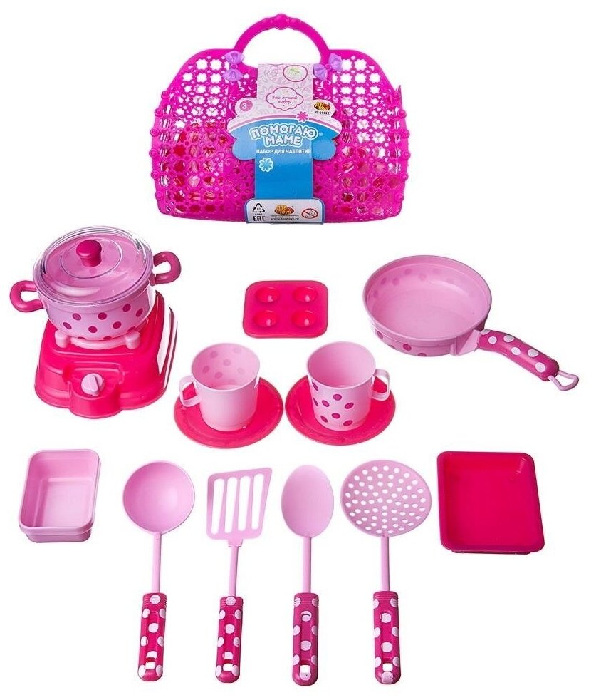 Набор игрушечной кухонной посуды, в корзинке, 25x21x10.5 Abtoys PT-01022