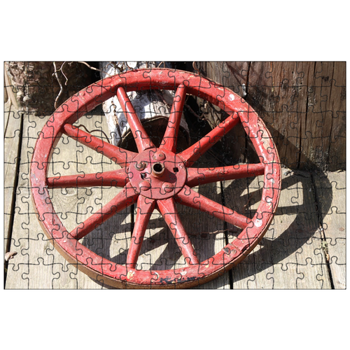 фото Магнитный пазл 27x18см."вагон колесо, красный, деревянный руль" на холодильник lotsprints